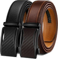 Ratchet Belt for Men 2 Pack - Adjustable Leather Sliding Belts