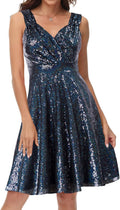 GRACE KARIN Women's Sleeveless Wrap V-Neck A-line Dress - Sparkle