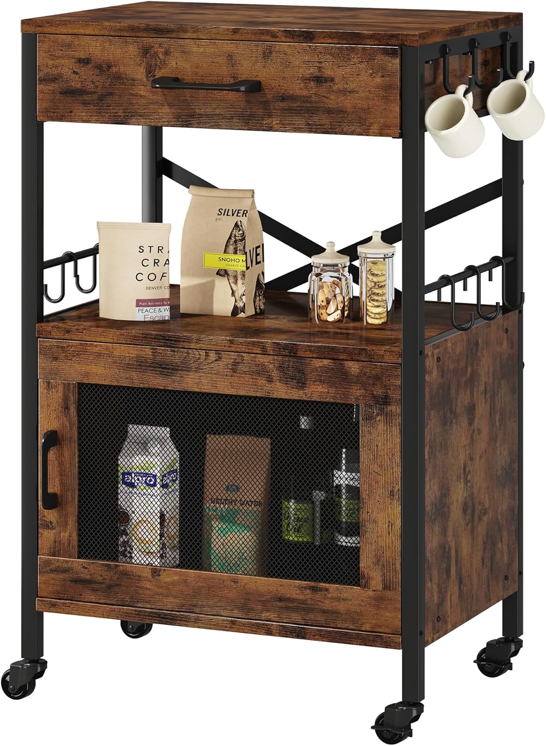 Homeiju Rolling Kitchen Cart with Storage Drawer