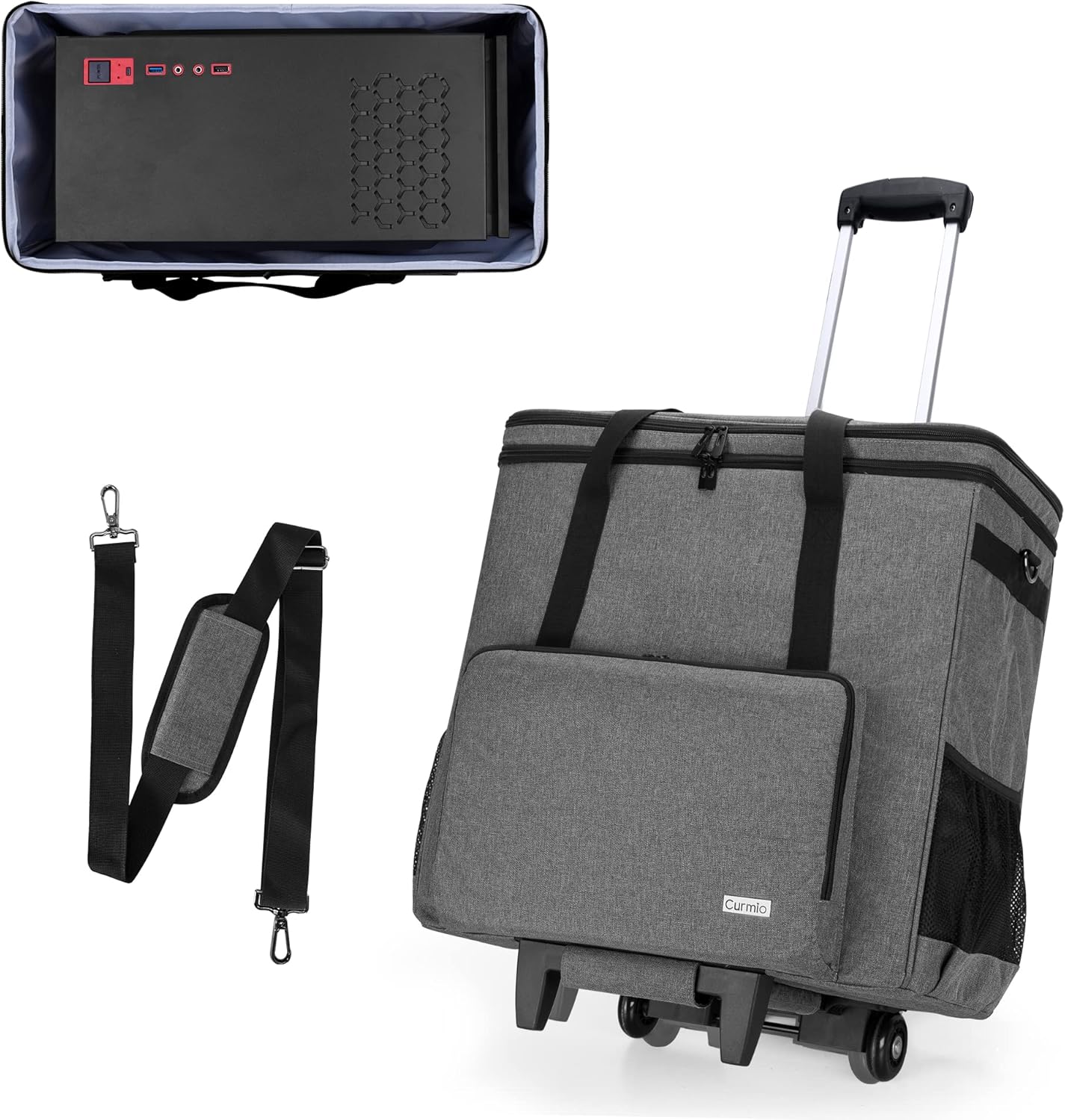 CURMIO PC Carrying Case on Wheels for Easy Travel and Storage