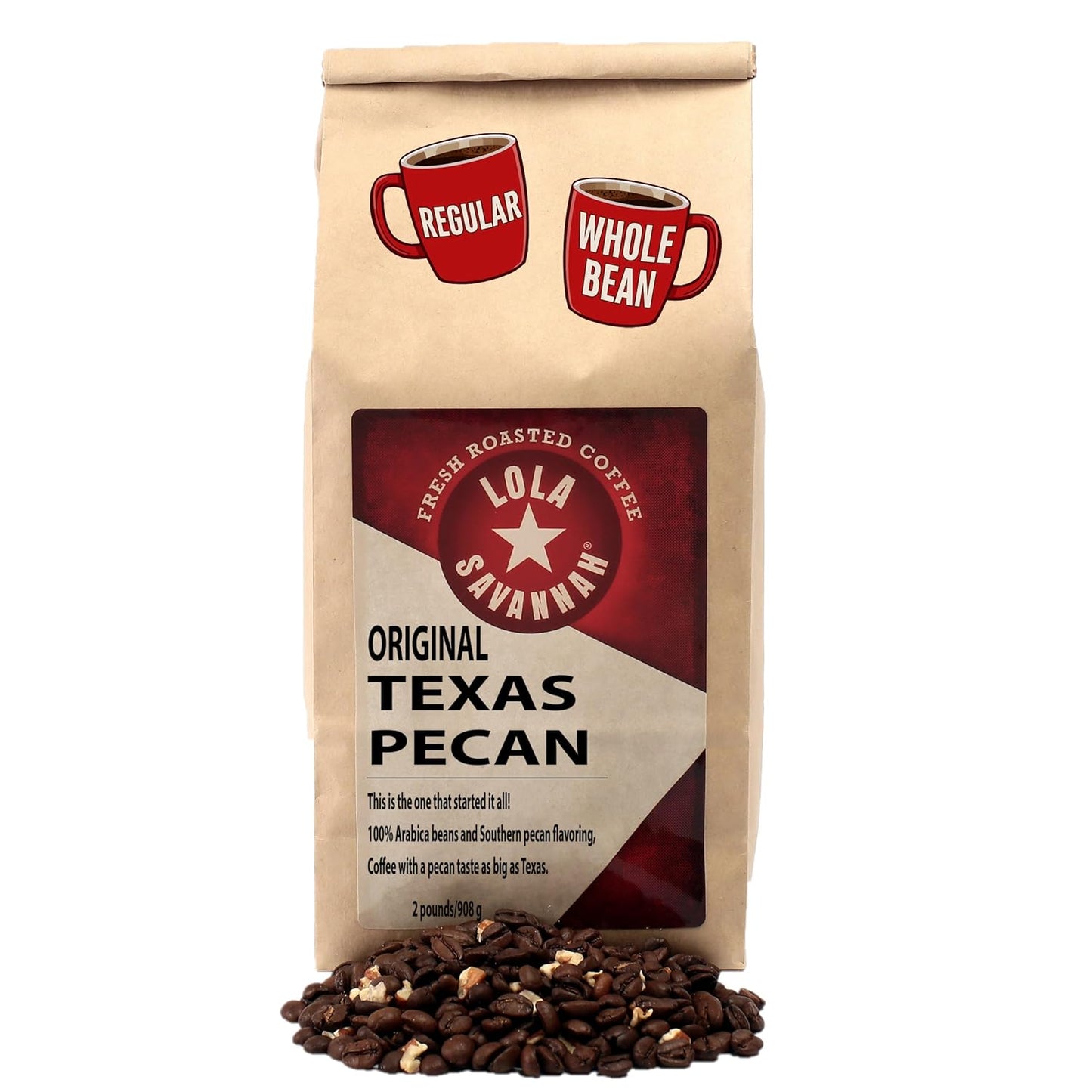 Lola Savannah Texas Pecan Whole Bean Coffee for True Coffee Lovers