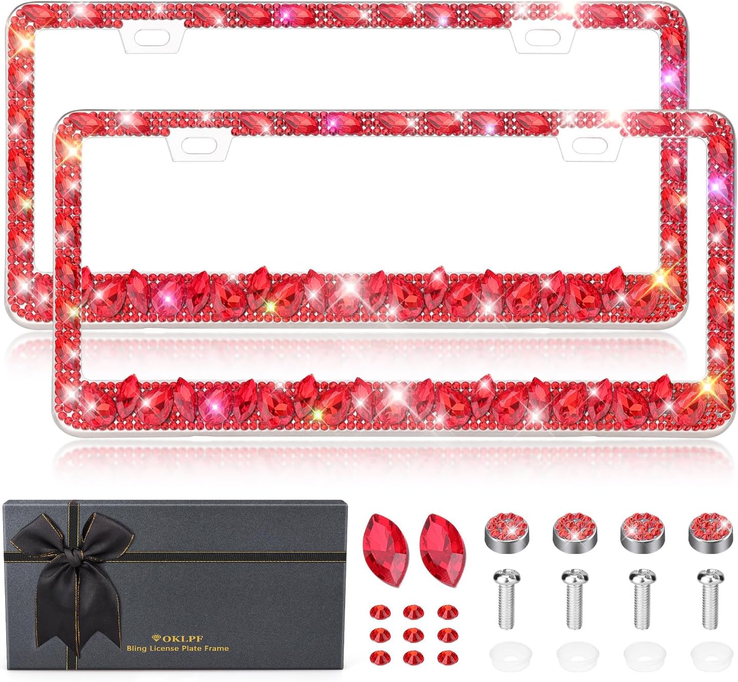 OKLPF Rhinestone Bling License Plate Frame for Women - Sparkle