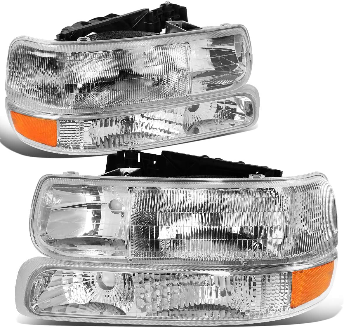 Black Amber Headlights for 99-02 Silverado & 00-06 Suburban