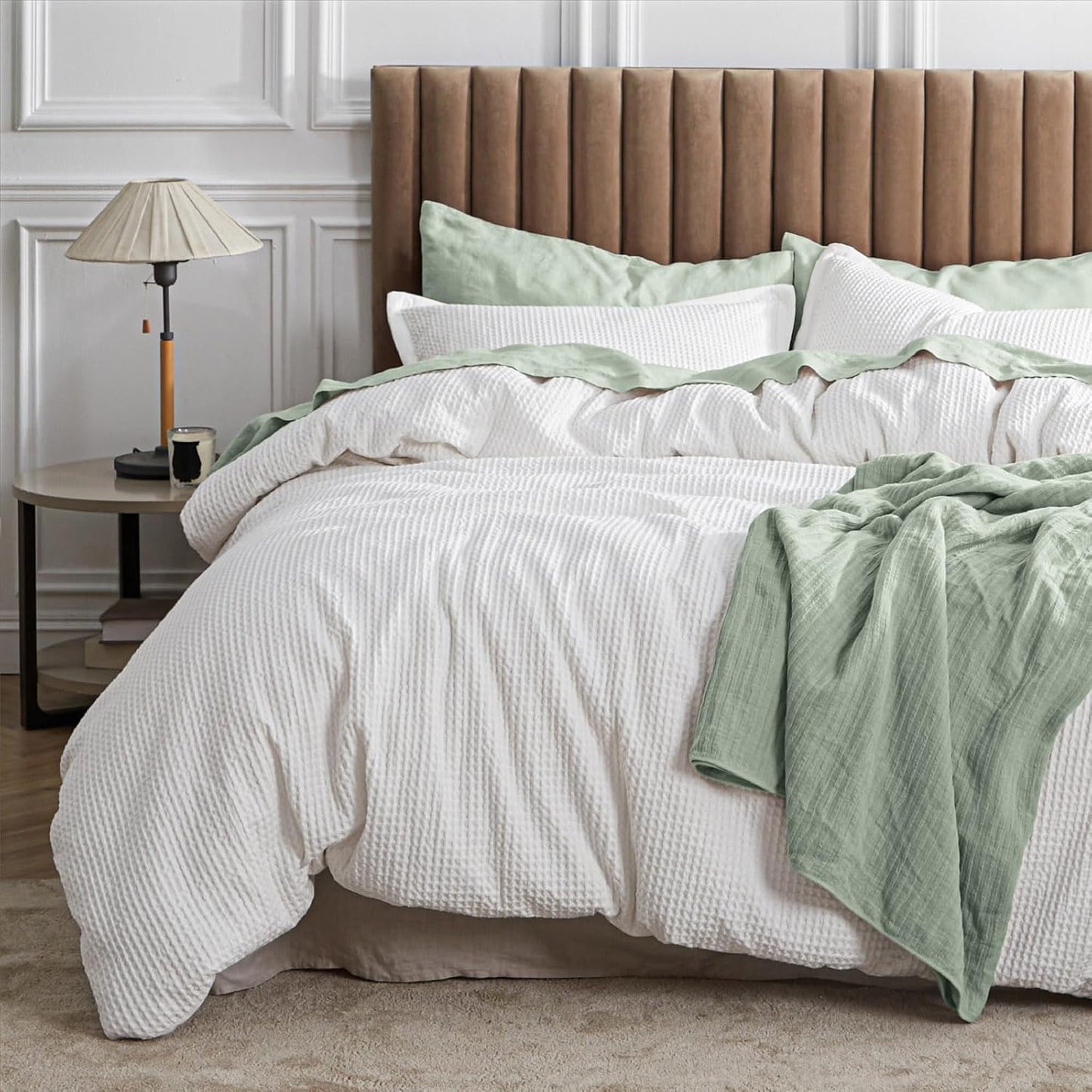 Bedsure Waffle Comforter Set Queen for Cozy All Seasons Use