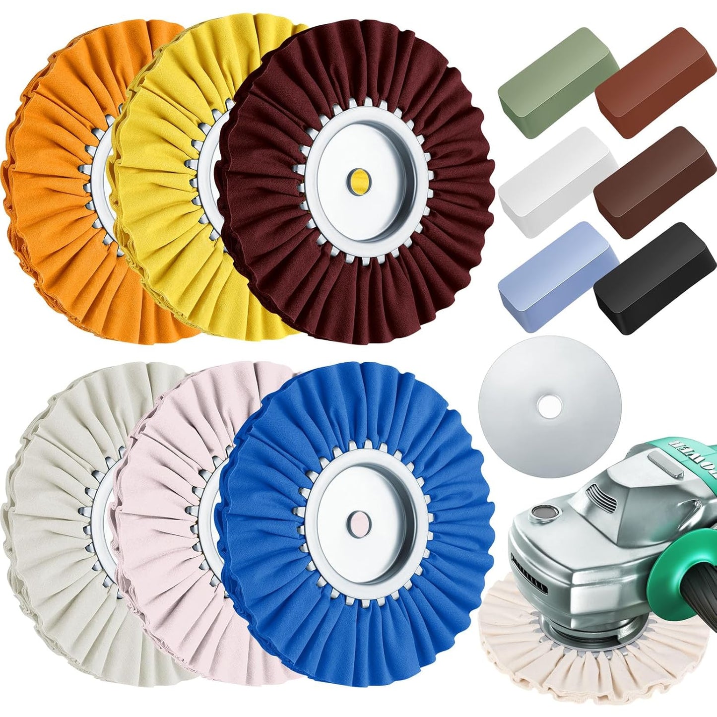 8 Inch Airway Buffing Wheels Polishing Kit for Angle Grinder