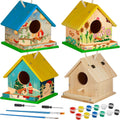 Wooden DIY Birdhouse Kit 6 Sets for Kids - Paintable Craft Activity