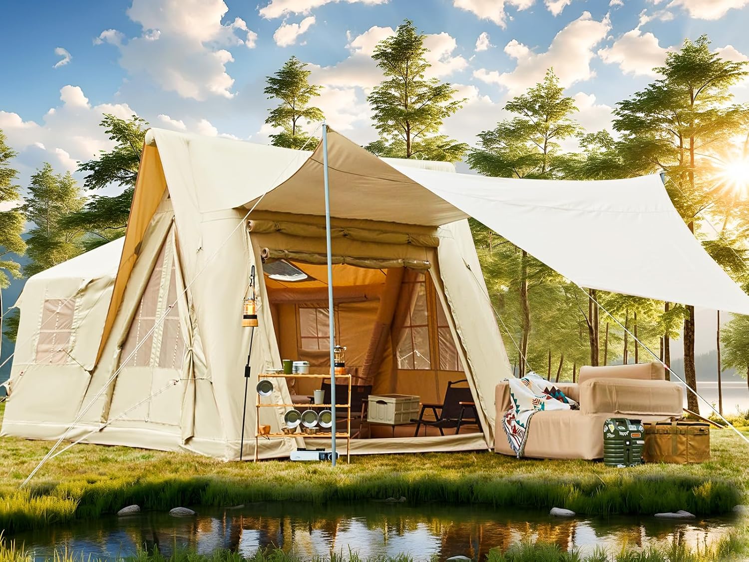 YOLENY Heightened Inflatable Camping Tent - 4 Seasons!
