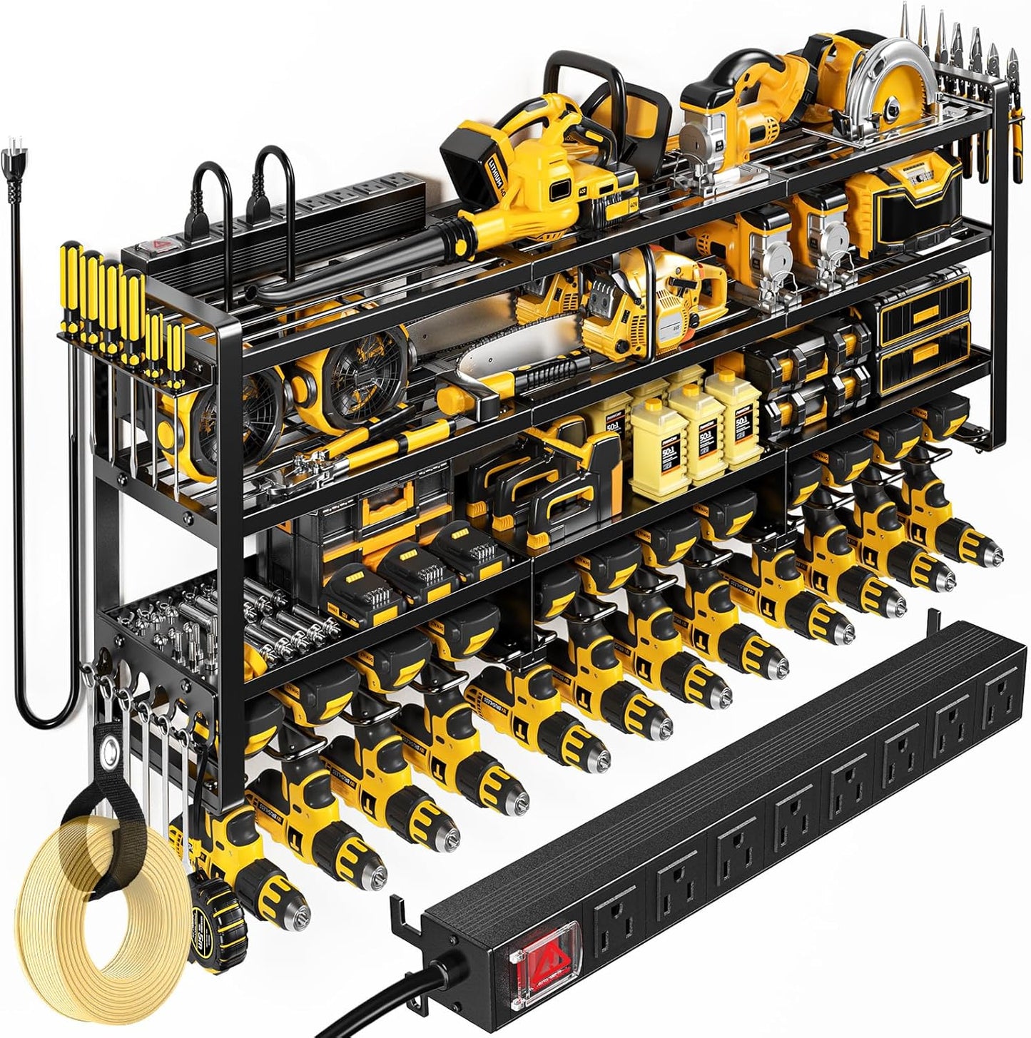 49.5in Large Power Tool Organizer with Charging Station for Garage