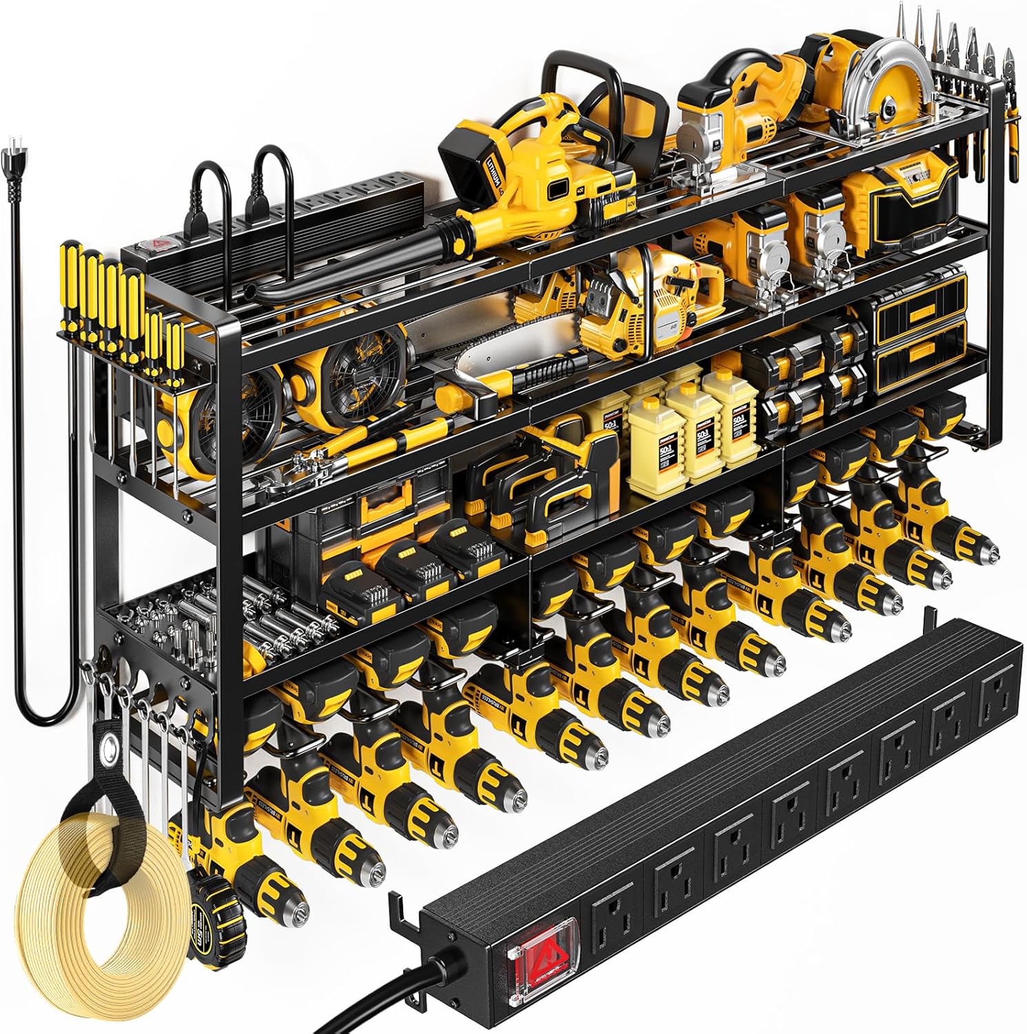 49.5in Large Power Tool Organizer with Charging Station for Garage