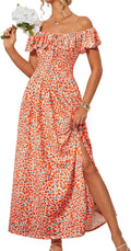 Off Shoulder Floral Maxi Dress - Flowy Boho Summer Dress