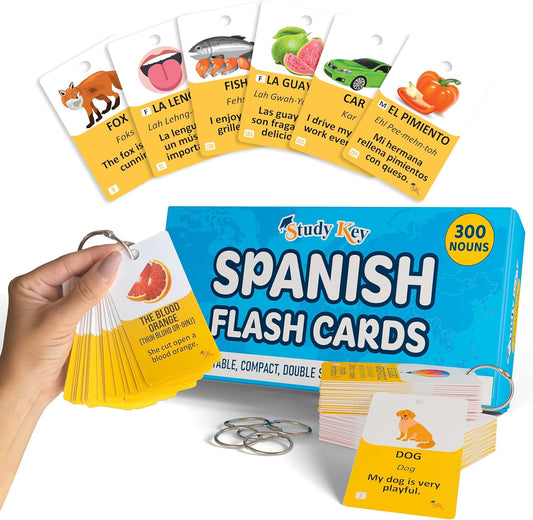 300 Vocabulary Flashcards for English-Spanish Learning Fun