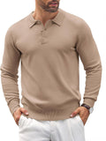 Mens Knit Polo Shirts Long Sleeve Classic Polo - Comfortable Fit