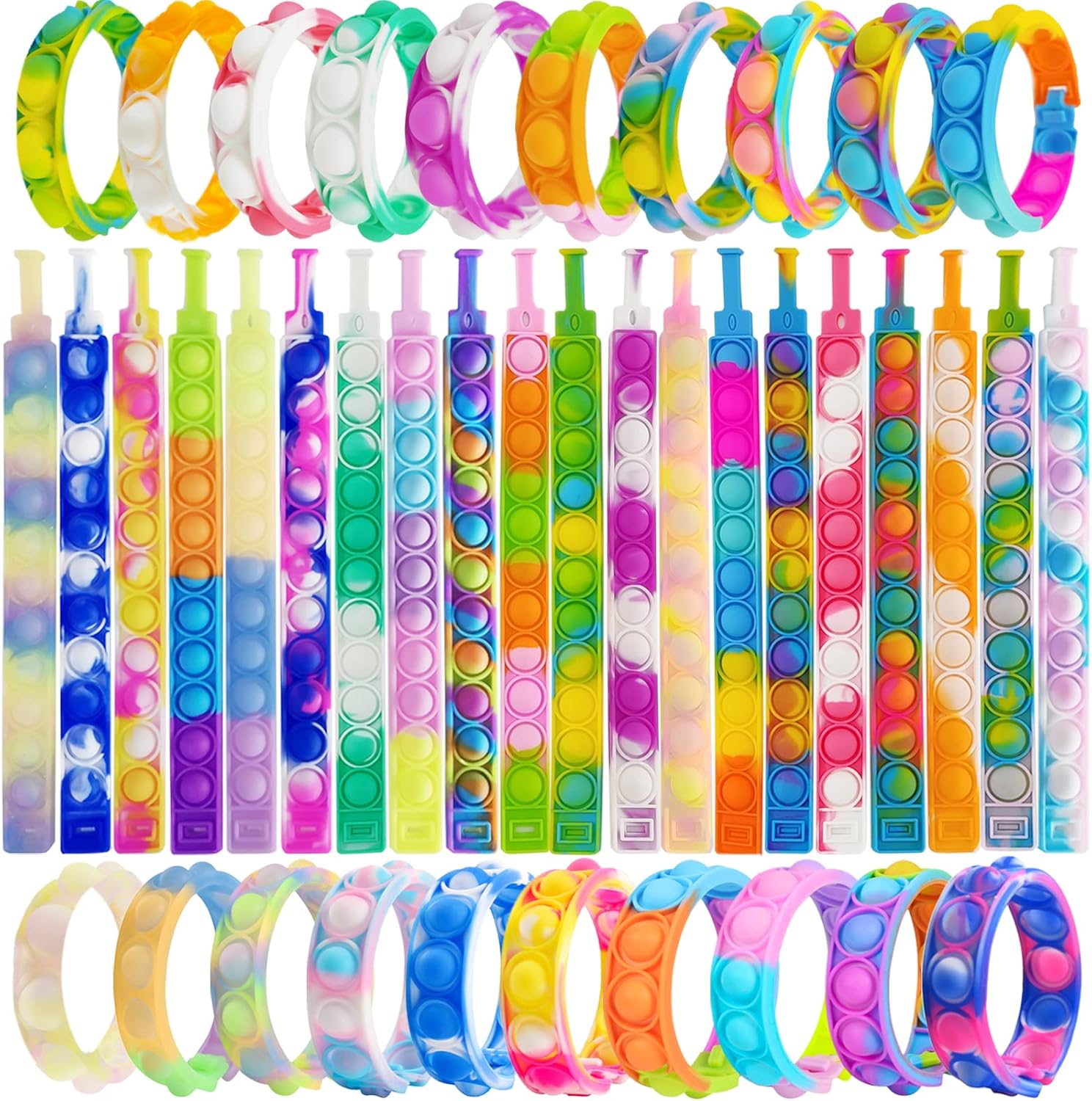 120 Pcs Pop Bracelet Bubble Fidget Sensory Toys for Kids Fun