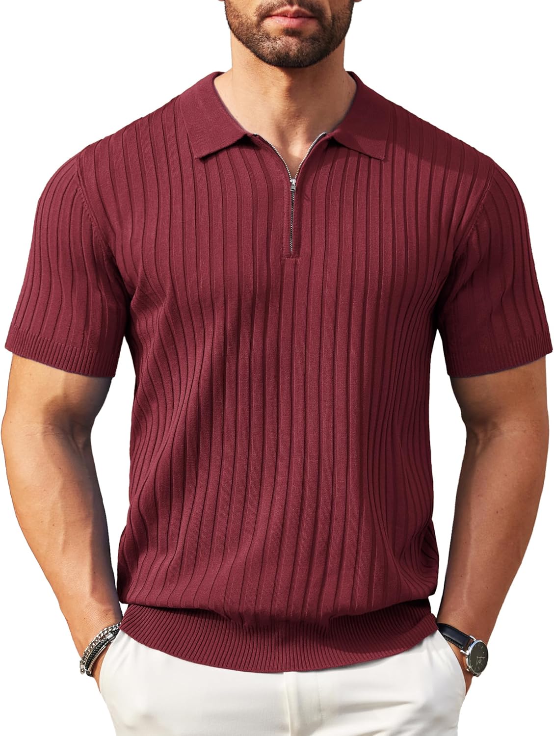 Stylish Zipper Polo Shirt for Men - Casual Golf Fashion Wear