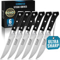 Cutluxe Steak Knives Set of 6 - Serrated High-Carbon German Steel