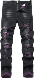 DANT BULUN Men's Ripped Distressed Slim Fit Straight Leg Jeans