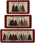 Red Buffalo Plaid Xmas Trees Kitchen Mats Set of 3 - Low-Profile