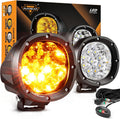 Auxbeam 6 Modes Amber White 4 in 90W LED Pods - Dual Color Strobe