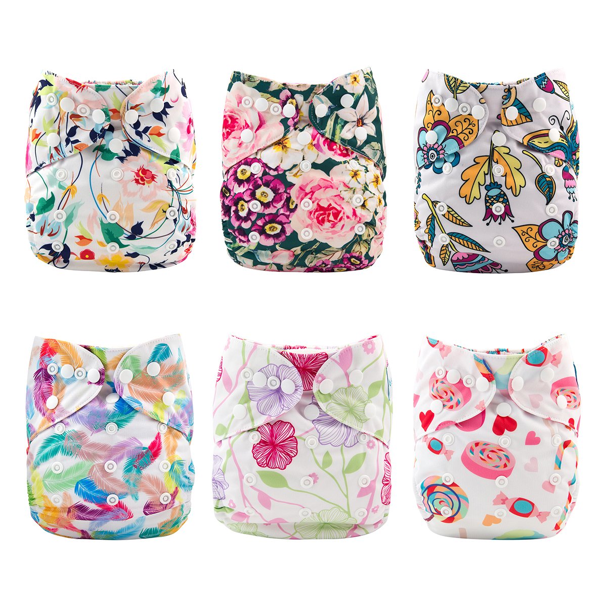 Adjustable Baby Diaper Covers - 6pcs + Wet Bag