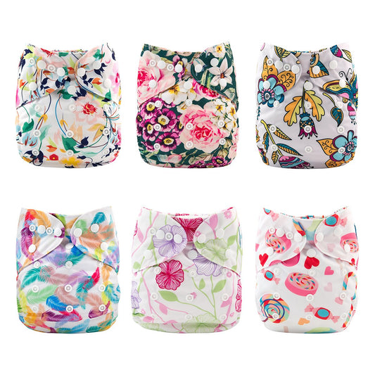Adjustable Baby Diaper Covers - 6pcs + Wet Bag