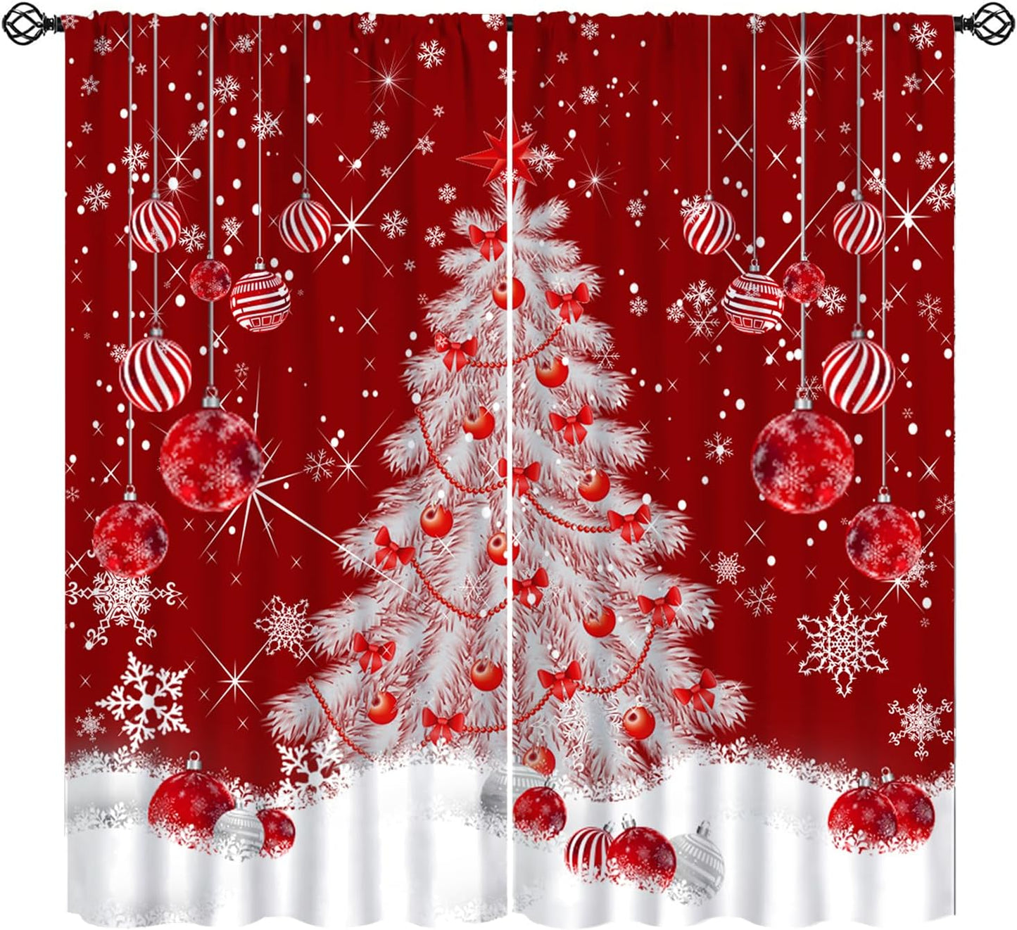 Merry Xmas Glitter Curtains, Festive Red Drapes | SHElifestyle