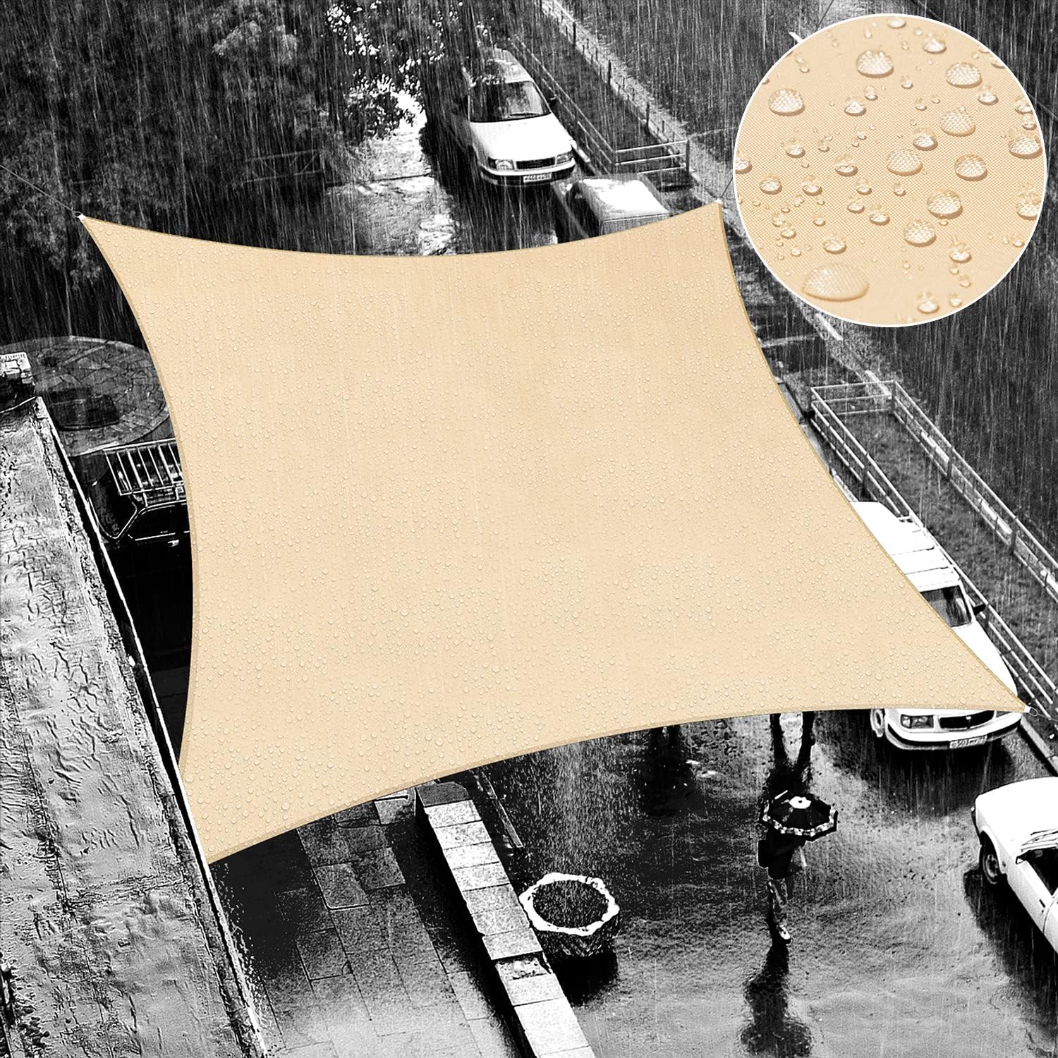 Shade Sail Rectangle 9ft x 11ft Waterproof Canopy for Outdoor Use