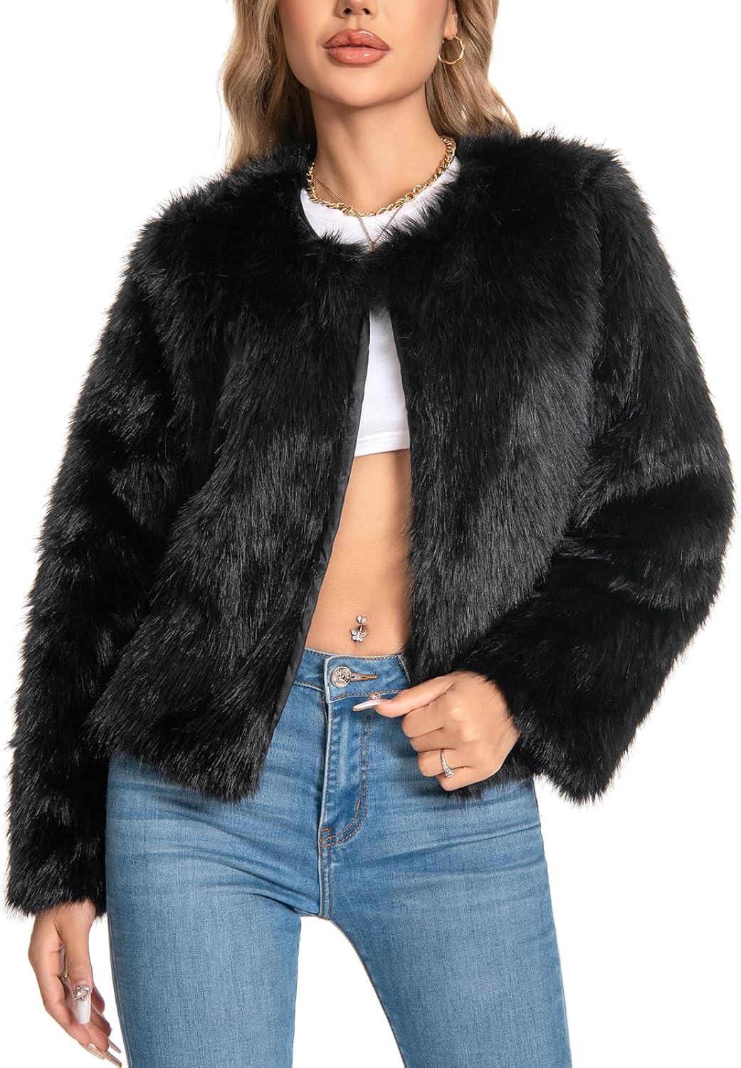 Fuzzy Winter Faux Fur Coats For Women Plus Size Stylish Jacket