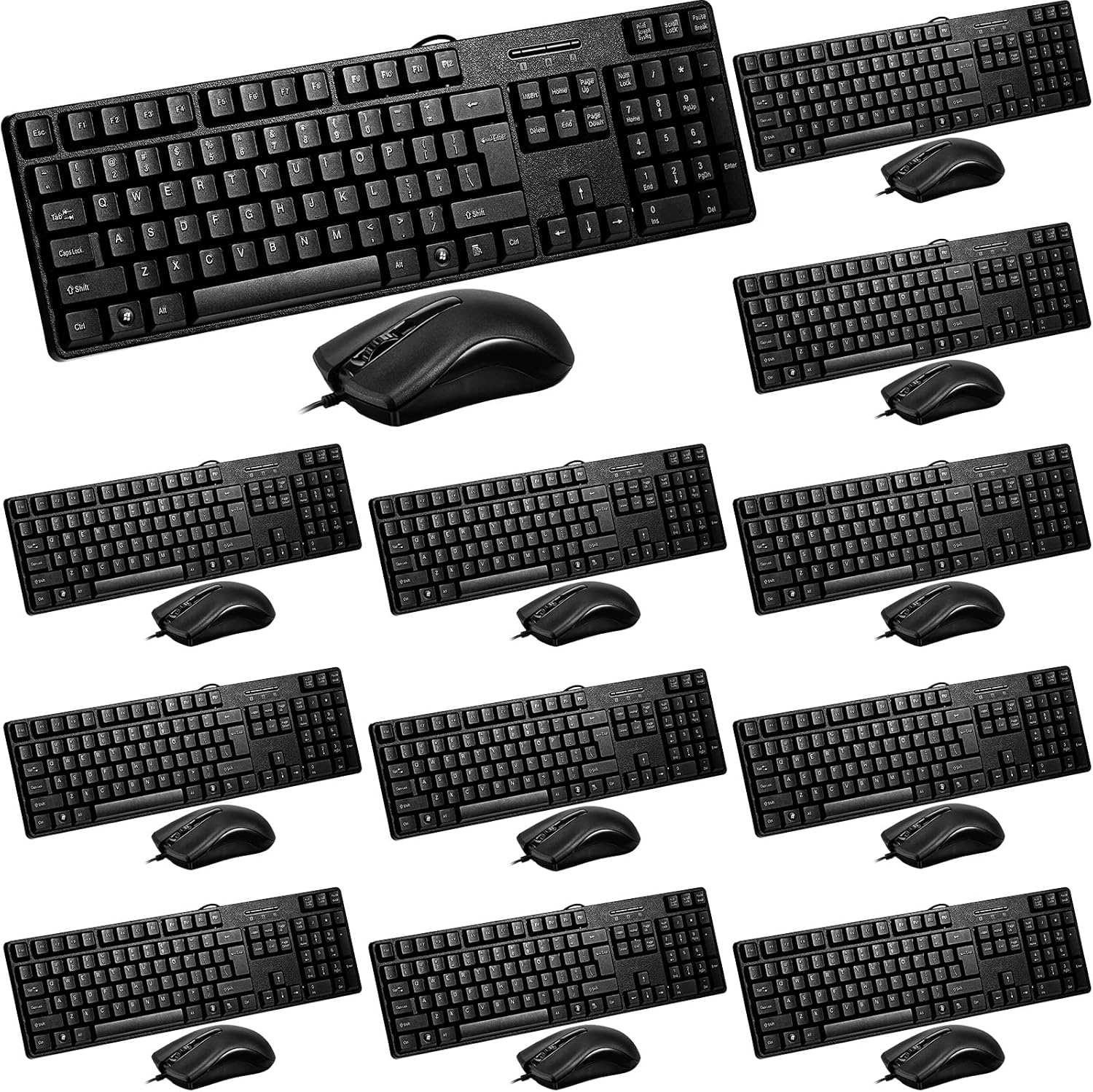 Fabbay 24 Pcs USB Wired Keyboard and Mouse Set for Office Use