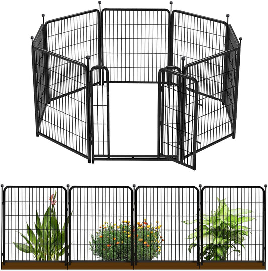 32 in Decorative Garden Fence with Gate for Pet and Yard Use