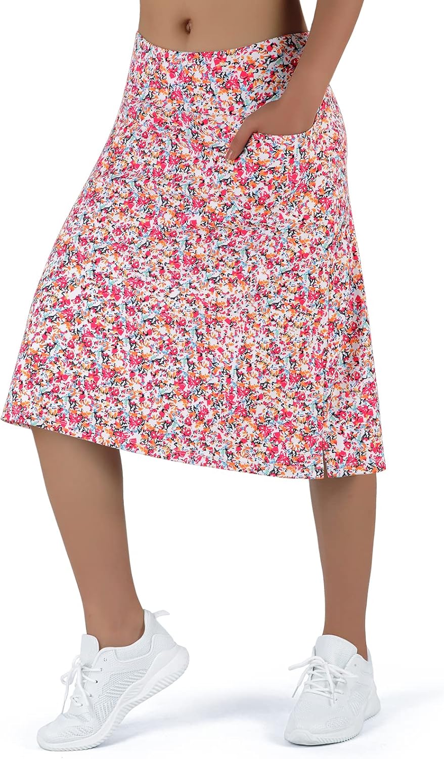Women's Midi Length Skorts with 3 Pockets for Activewear