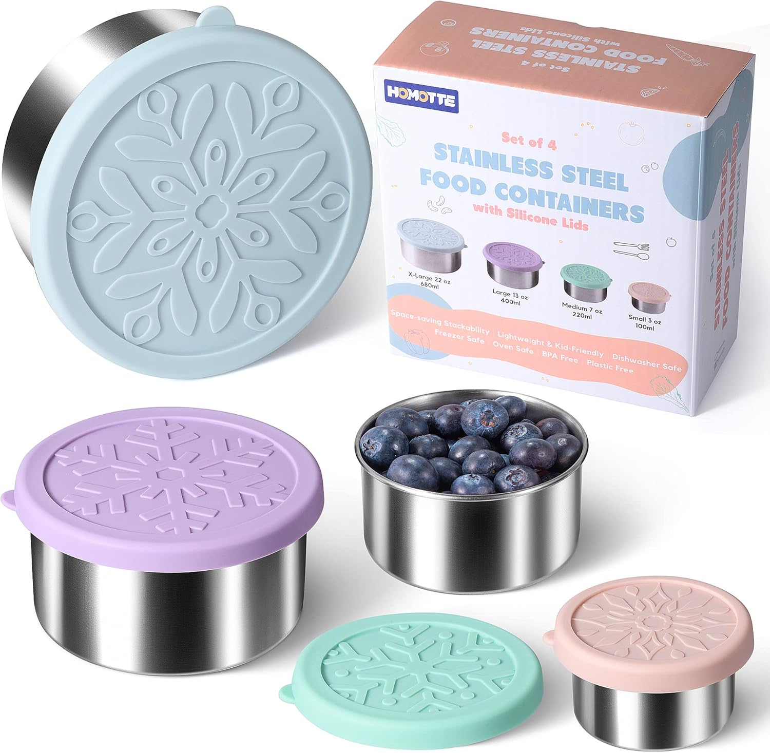 Stainless Steel Containers with Lids for Kids and Adults