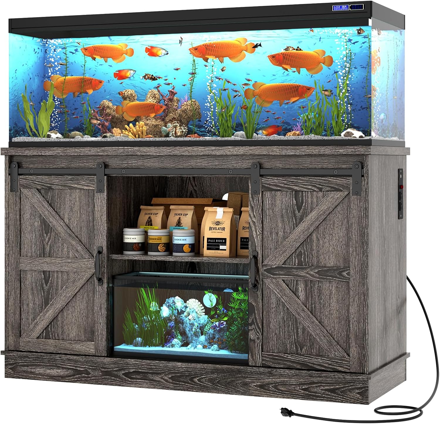 Farmhouse 55-75 Gallon Fish Tank Stand with Power Outlet