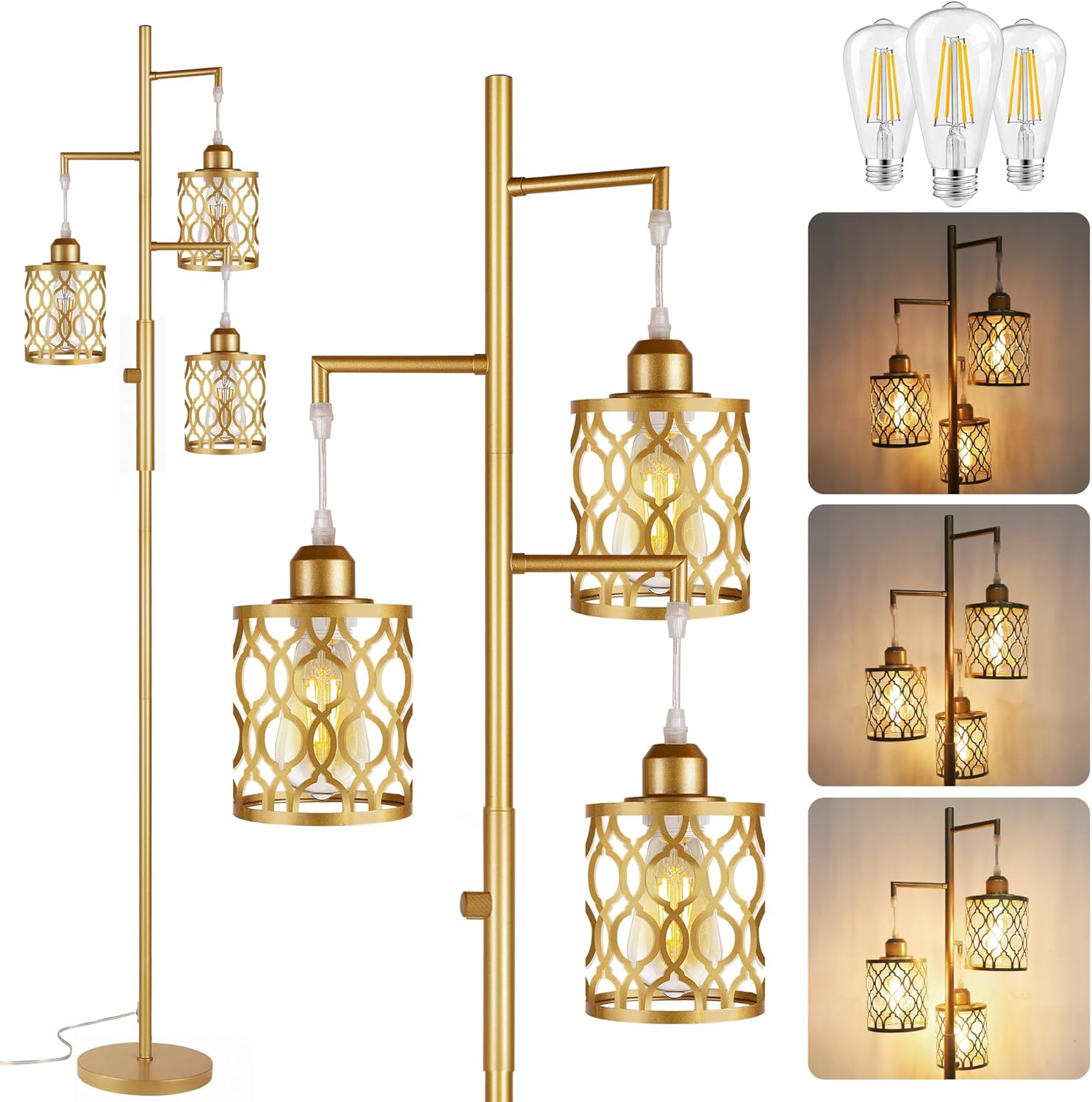 Dimmable Industrial Floor Lamp for Living Room and Office