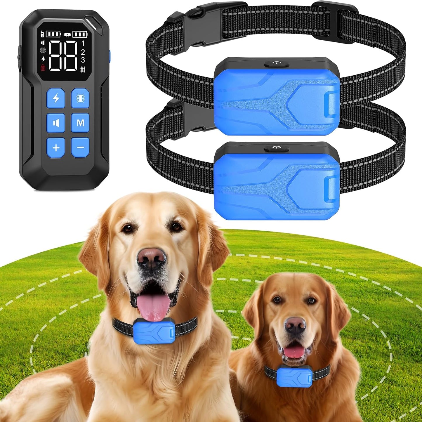 Wireless Electric Fence for 2 Dogs, Waterproof & Rechargeable Training Collar