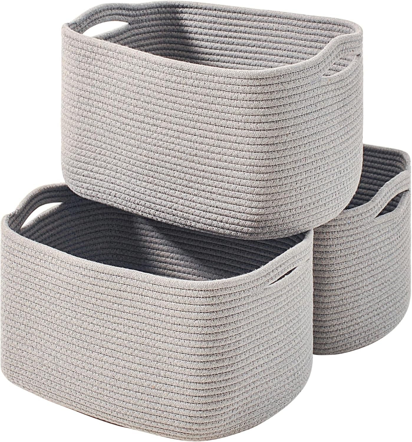 Woven Cotton Rope Storage Baskets for Organizing Shelves