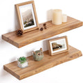 Floating Shelves for Wall Decor - Rustic Solid Elm Live Edge 24in