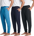 Men's Soft Lounge Sleep Joggers 3 Pack - Drawstring & Pockets