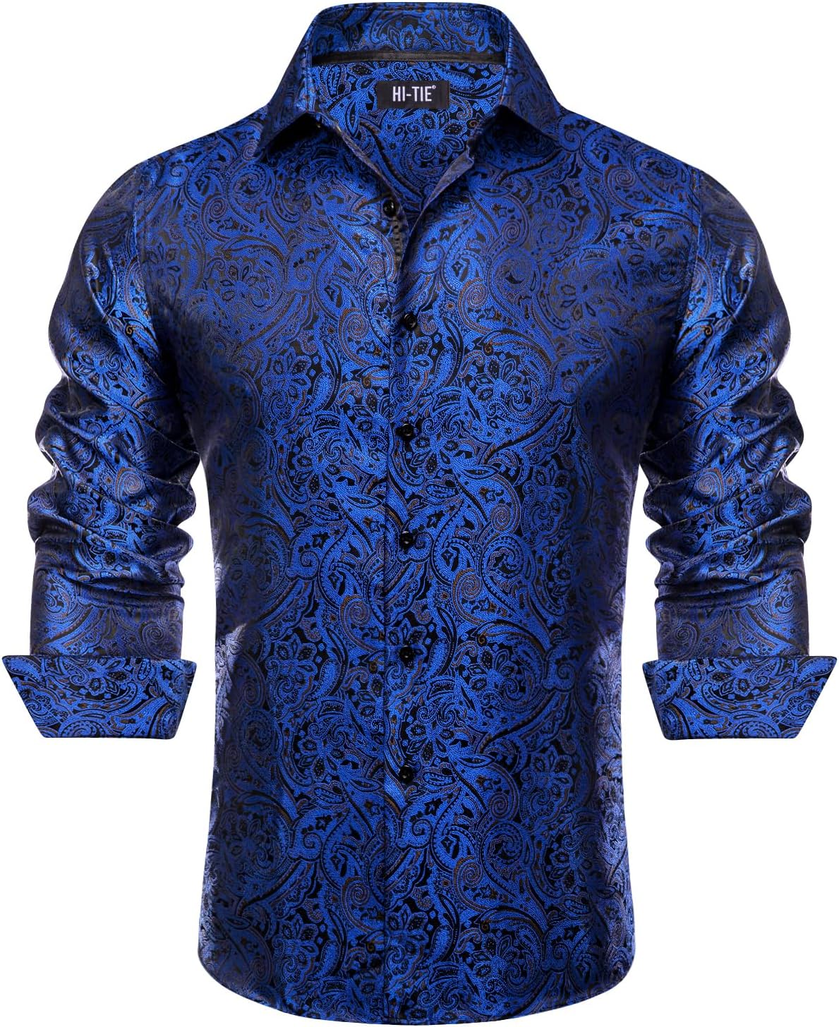Hi-Tie Men Dress Shirts Long Sleeve Casual Button Down Style