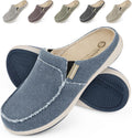 Mens Canvas House Slippers with Arch Support - Velvet Lined Comfort