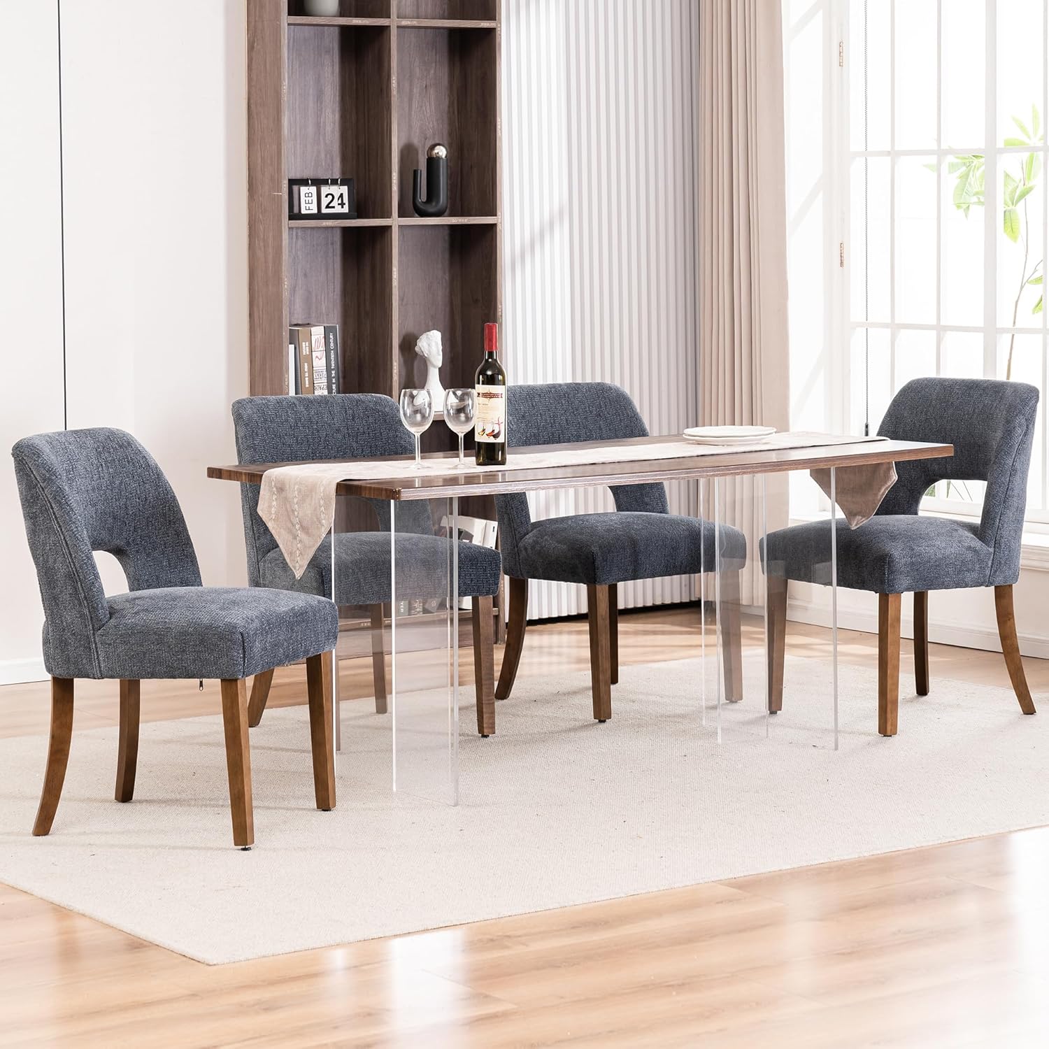 VKNOW Wooden Dining Chairs Set of 4 for Modern Dining Rooms