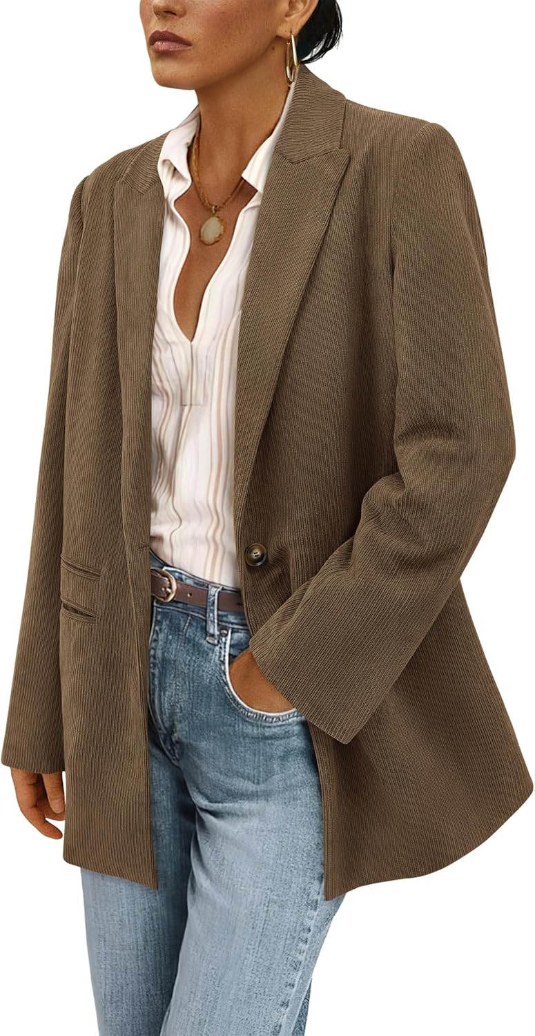 PRETTYGARDEN Women's Winter Corduroy Blazers for Casual Style
