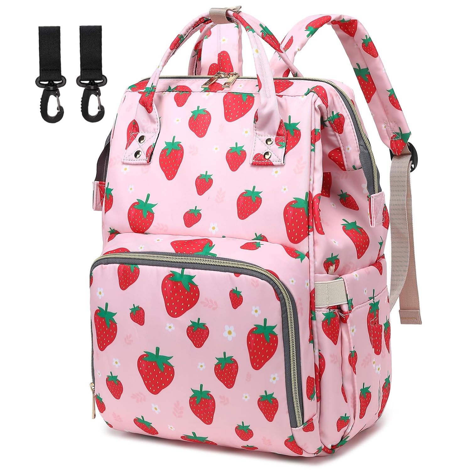 Strawberry Diaper Bag Backpack for Baby Girls - Large & Waterproof