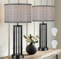 27in Tall Table Lamps Set of 2 - Farmhouse Rustic Button Control