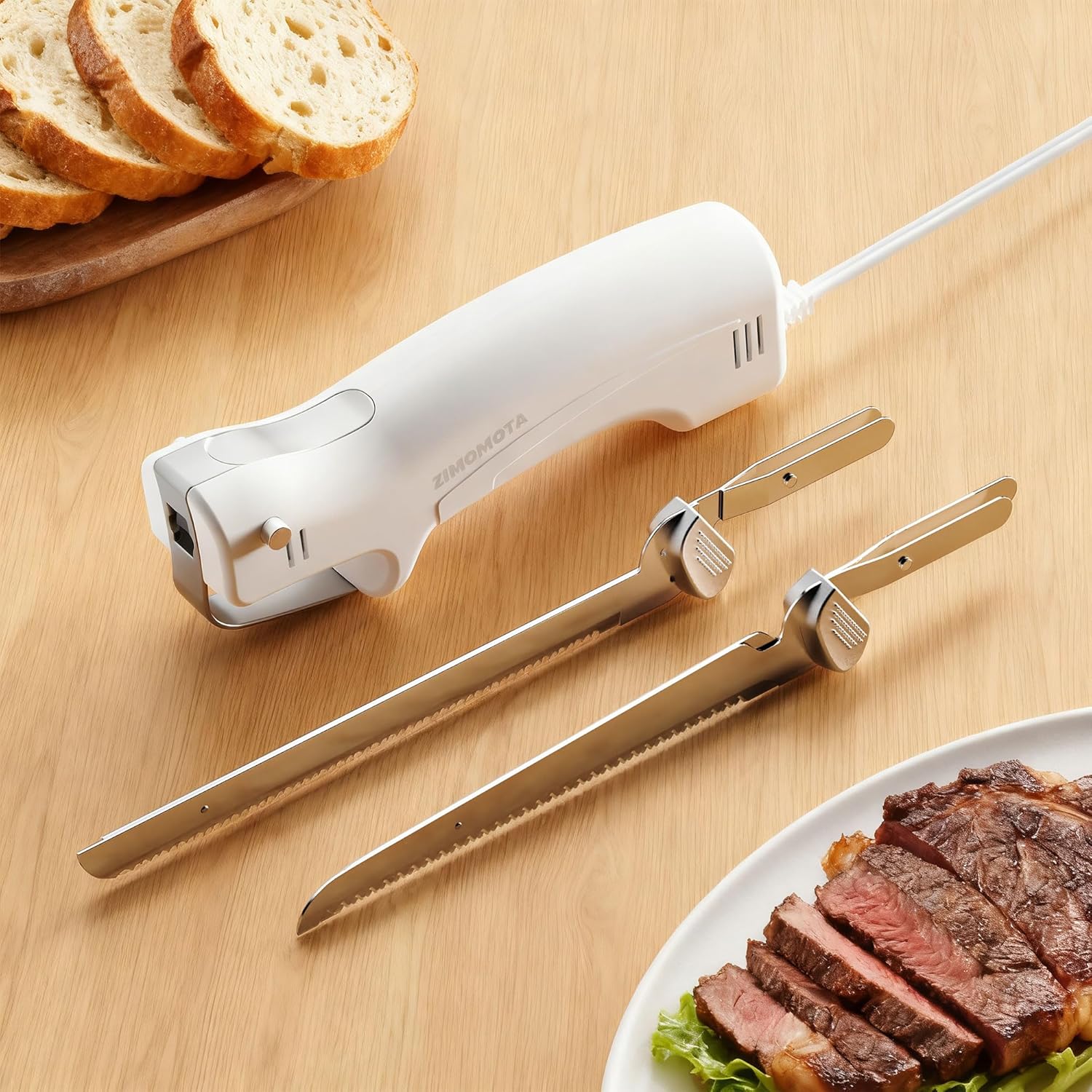 Electric Knife for Meat Slicing and Bread Cutting with Blades