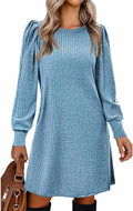 Zeagoo Women's Knit Dress with Puff Sleeves - Casual Fall Tunic