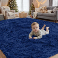 4x6 Area Rugs for Living Room Rug - Soft Fluffy Blue Shag for Home