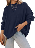 Women's Long Sleeve Side Slit Ribbed Knit Pullover - Cozy Fall Fit