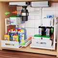 2 Pack Under Sink Organizer Pull Out 2 Tier Slide Out Sink Shelf