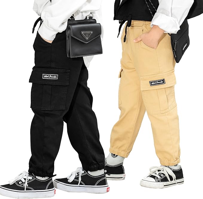 MINI PANDA Toddler Boy Pants 2-Pack Pull On for Little Boys