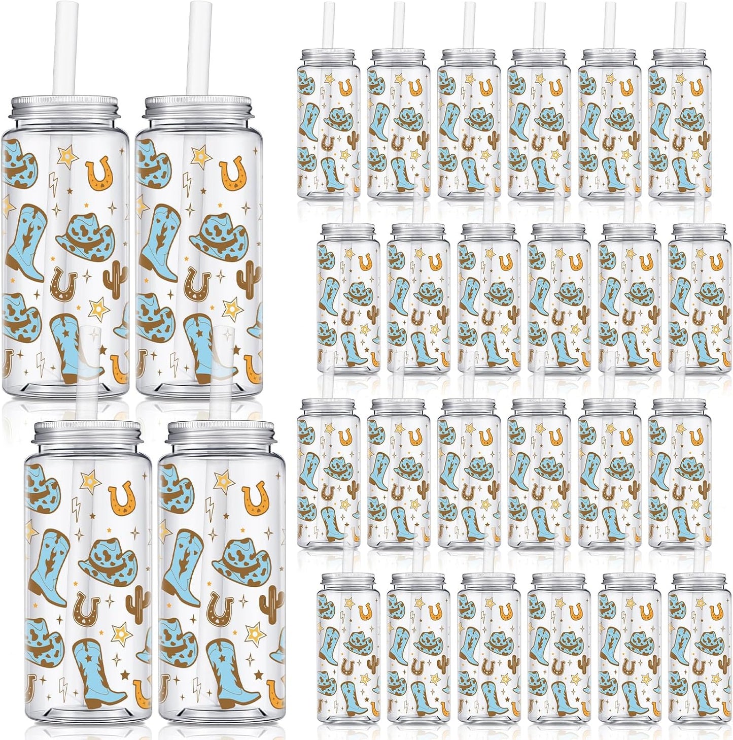 24 Pcs Western Cowboy Tumbler Set for Parties and Gifts